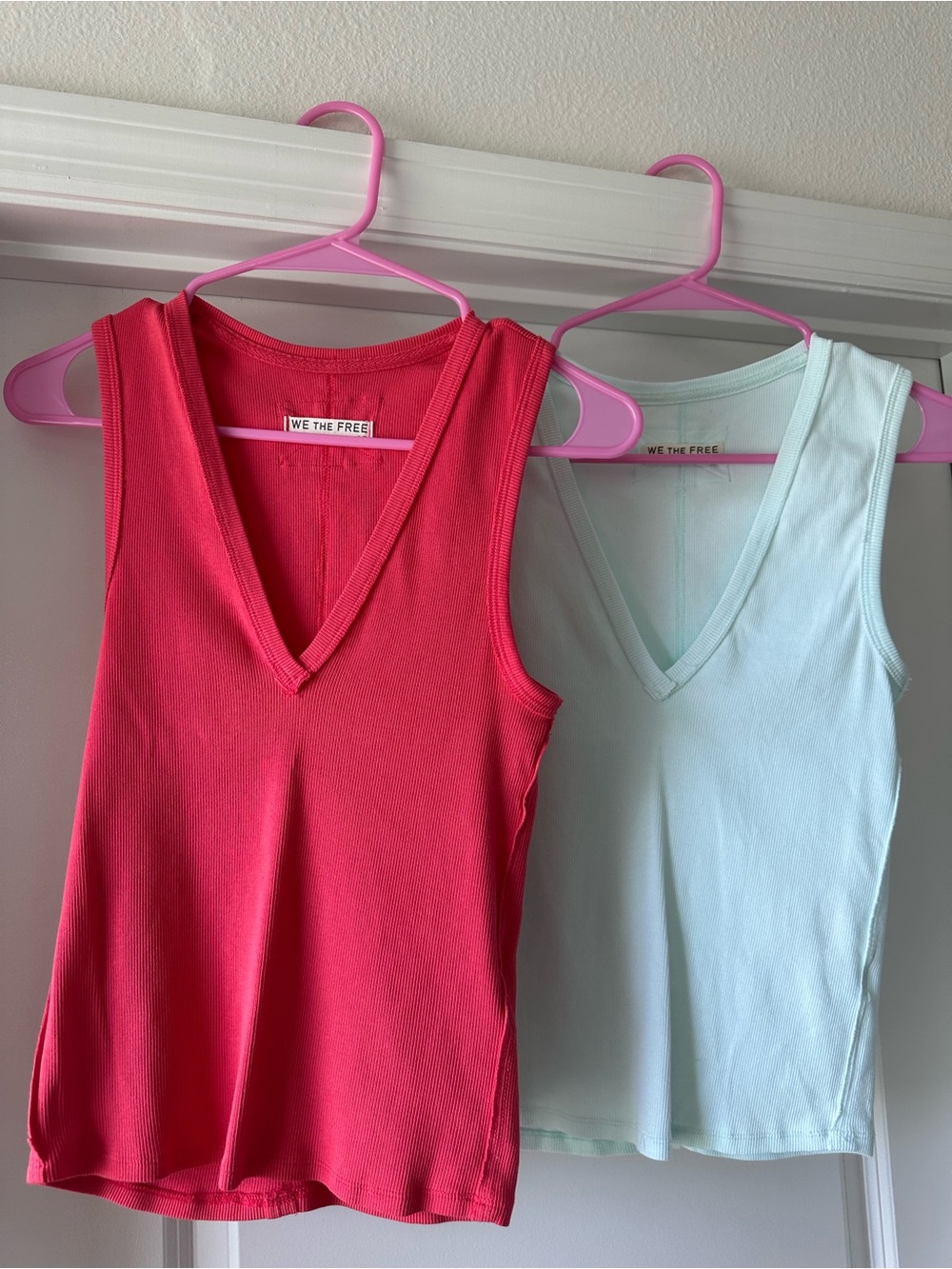 We The Free V-Neck Tank Top Duo - Hot Pink & Light Mint
